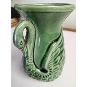 VTG 1970s Shawnee Pottery Swan Vase/Planter-#806 Green 6"H-USA